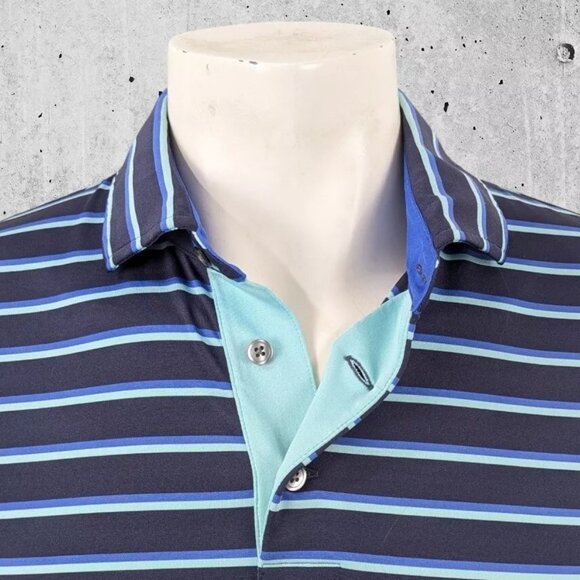 Greyson Golf Polo Mens ~ Size Large Blue Stripe - Picture 4 of 7